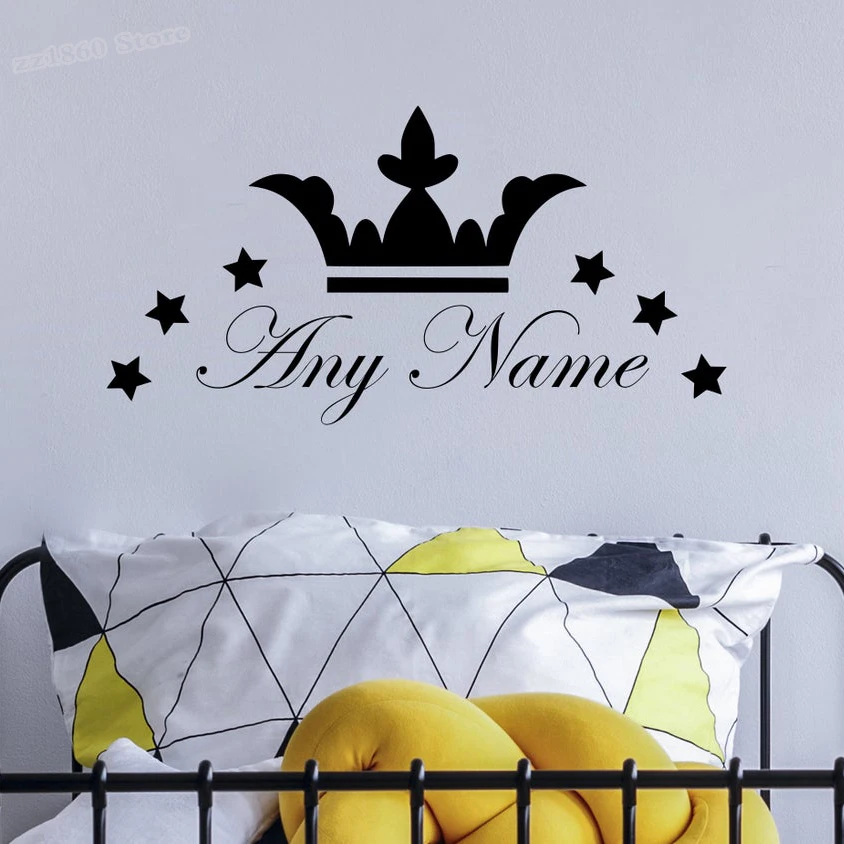 Interior Design Magazine - Gepersonaliseerde naam kroon sterren muur sticker