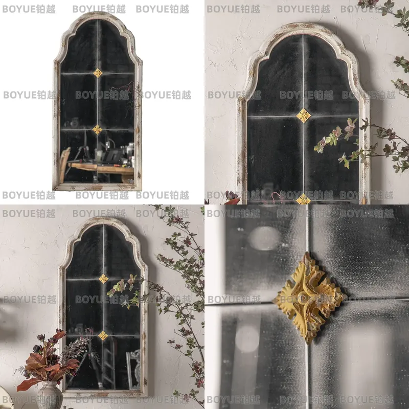 Arch Mirror Leaning - Franse houten spiegel met gebogen frame,
