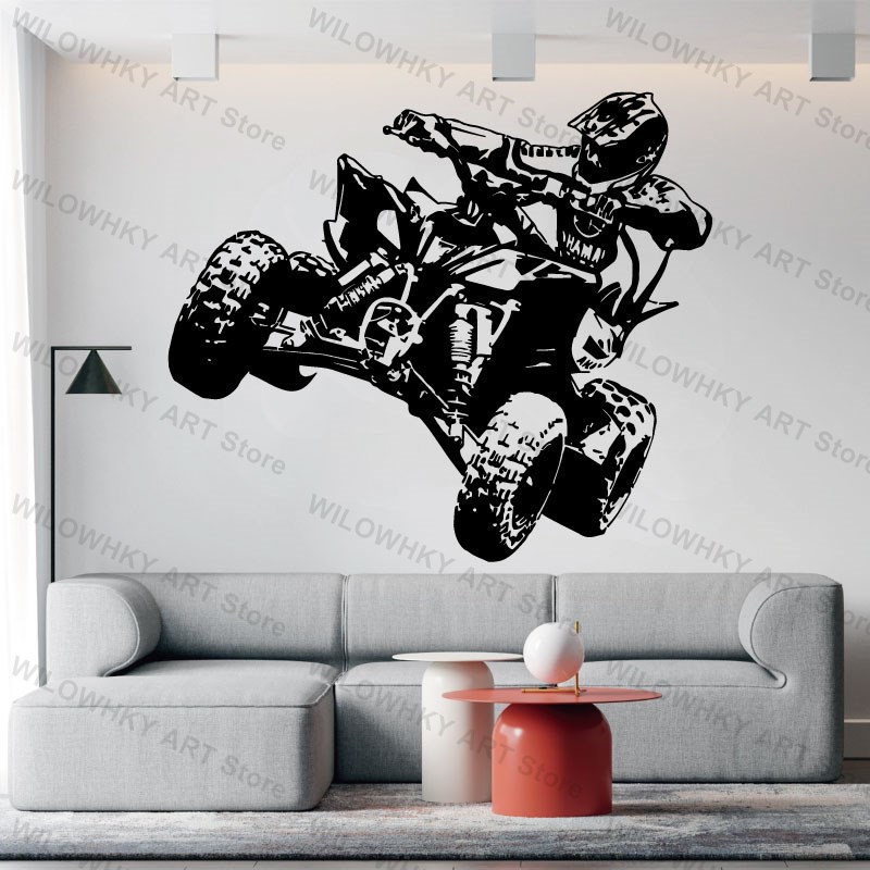 Interior Design Magazine - Vierwielige Mountainbike Vinyl Muursticker Atv Motorfanaten