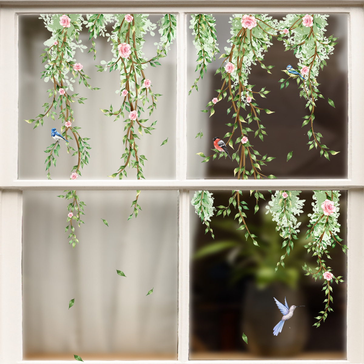 Interior Design Magazine - Takken Bloemen Vogels Glazen Sticker Woonkamer