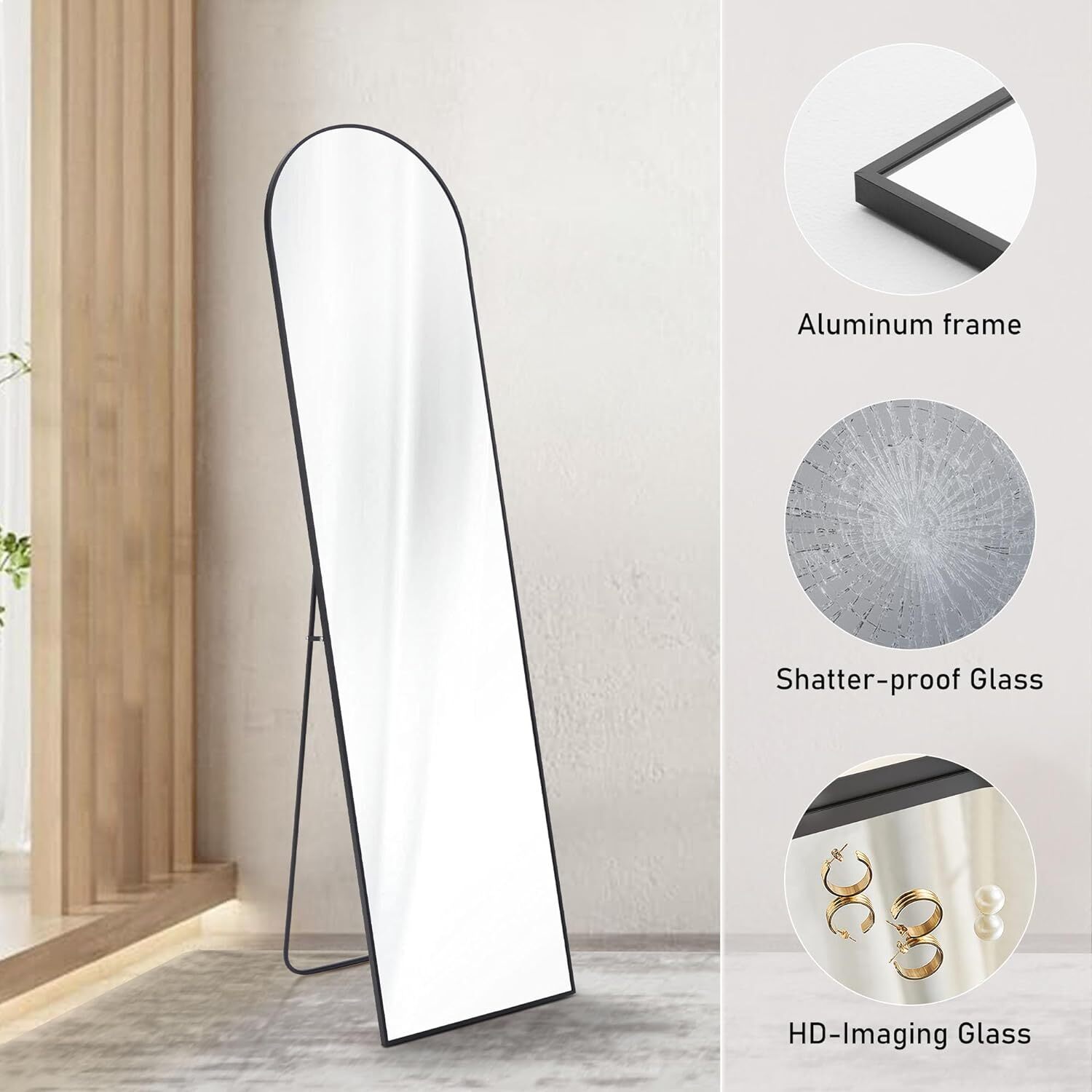 59 inch gebogen spiegel op vol - Arch Mirror Leaning recensie en prijs