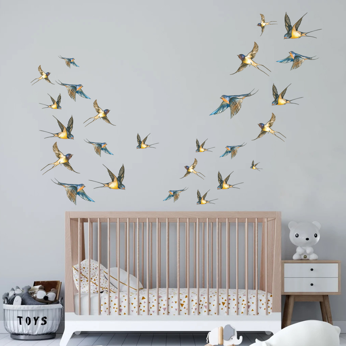 4 stuks aquarel vogel muurstic - Interior Design Magazine recensie en prijs