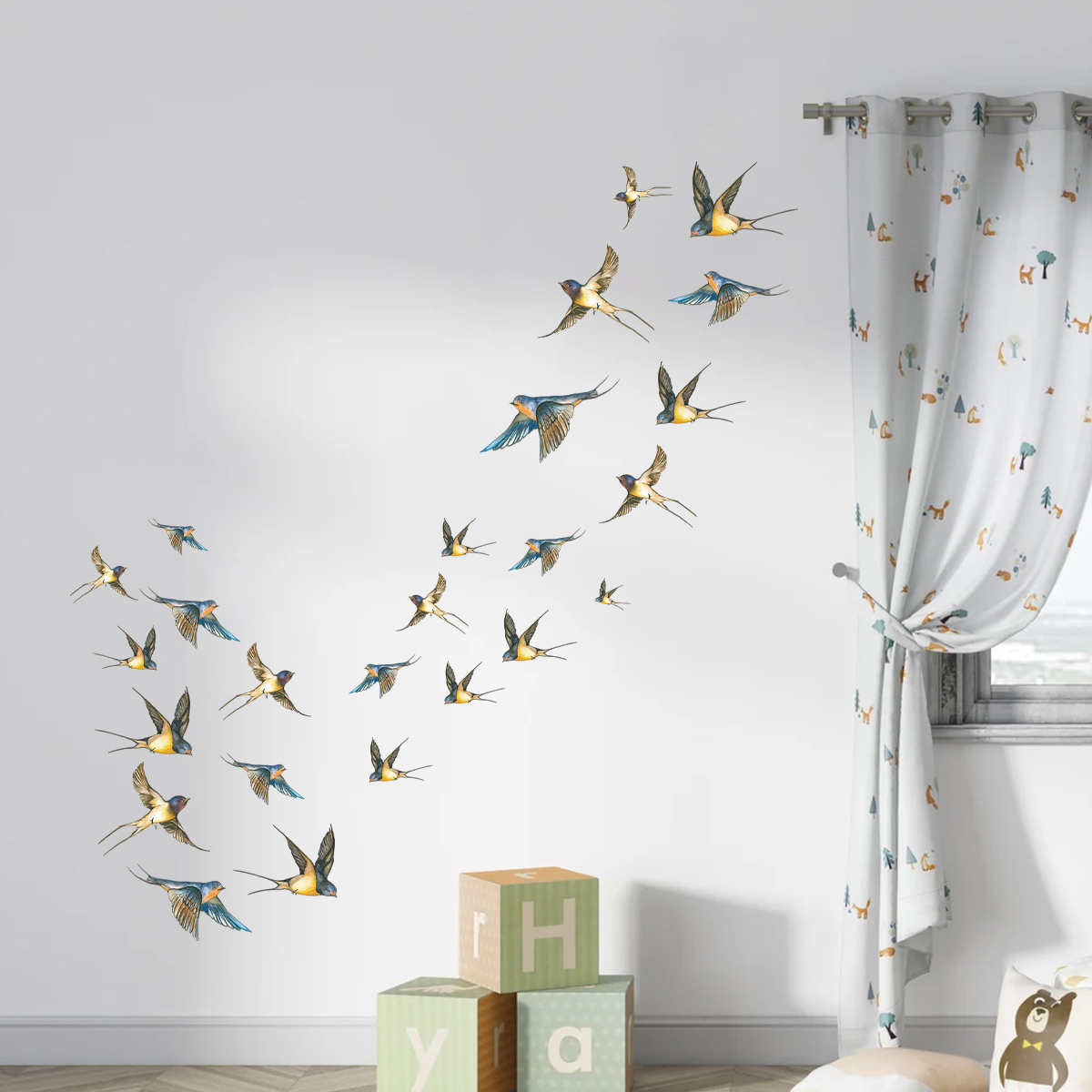 4 stuks aquarel vogel muurstic - Interior Design Magazine recensie en prijs