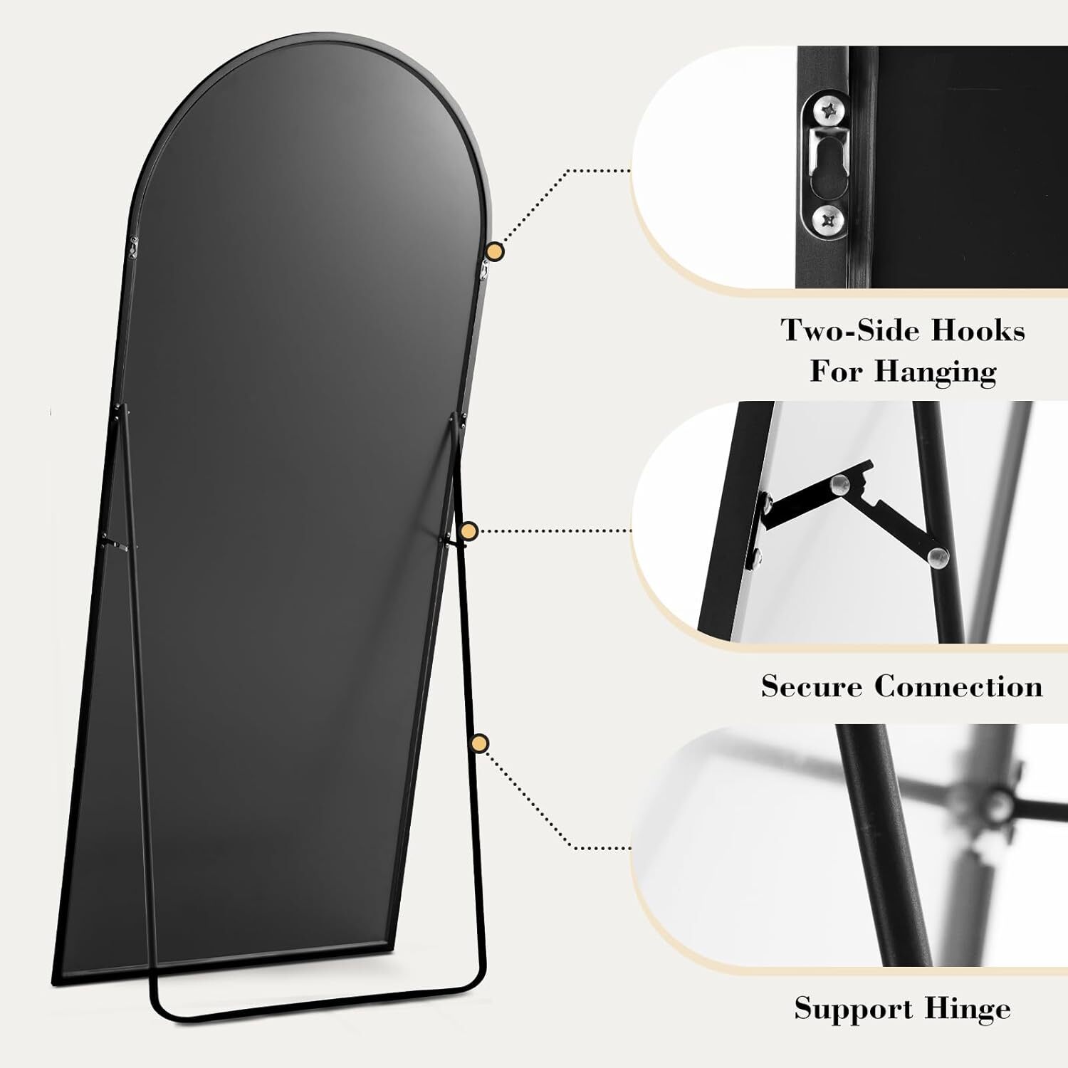 Staande gebogen spiegel op vol - Arch Mirror Leaning recensie en prijs
